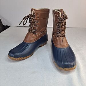 JBU By Jambu Nova Scotia Duck Boots Women's Sz 9M PU/Rubber Navy Blue Brown